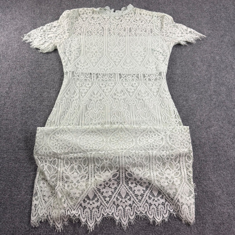 Lulus Lace Sheath Dress L Mint Green Short Sleeve Mock Neck Women